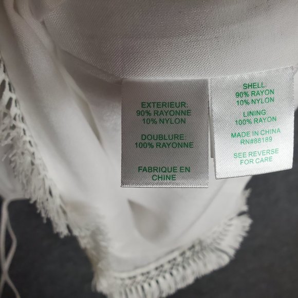 Lilly Pulitzer 25150 Adira Sz 2XS White Off Shoulder Wrist Ties Fringe Dress A20 - Picture 4 of 5